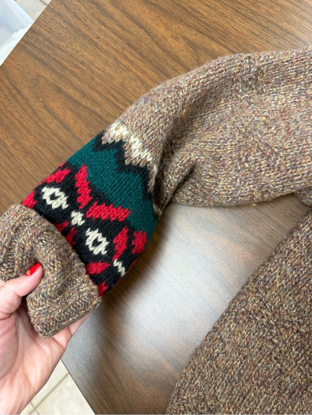 VTG 90s Gap Hand Knit 100% Wool Nordic Fair Isle Sweater Thick Chunky Grandpa M - Picture 5 of 9